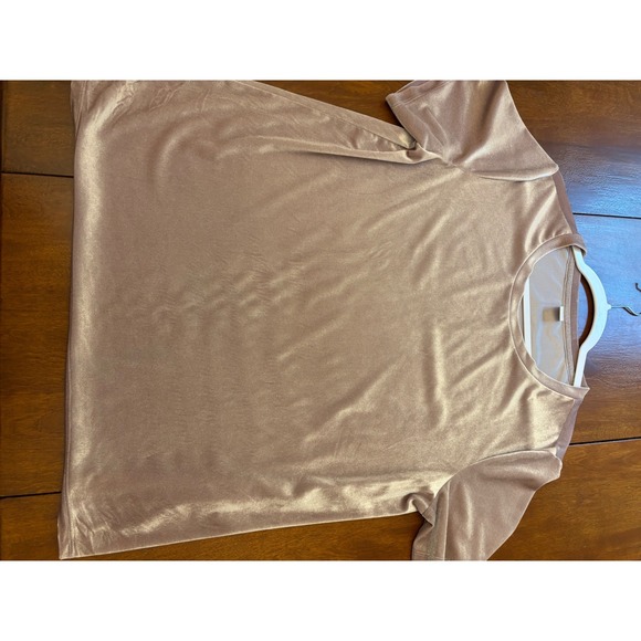 Old Navy Velvet T-Shirt Casual Short Sleeve Top‎ Soft Pink Women's L Luxe EUC - Picture 2 of 8